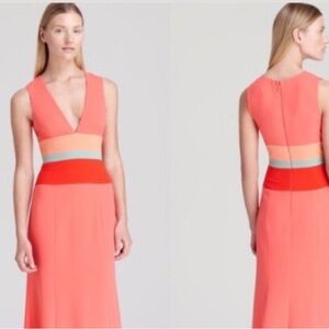 BCBGMaxAzria Orange Red Sleeveless Plunge Sundress